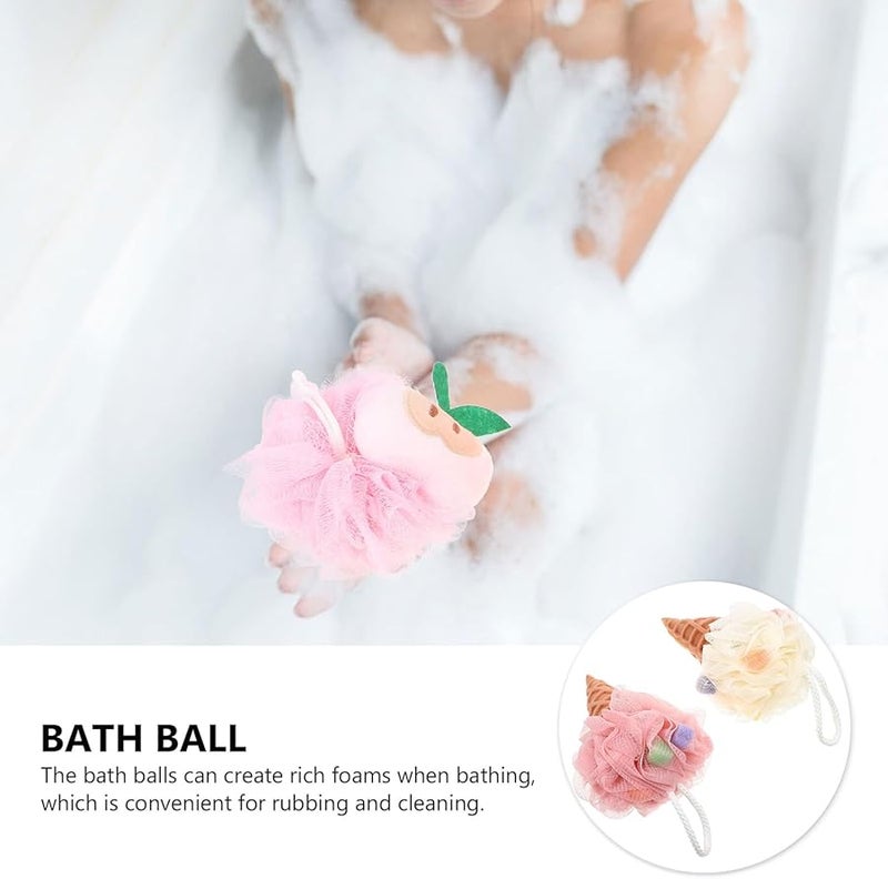 DECHOUS 2Pcs Elastic Bath Sponge Loofah Soft PE Nylon Material White Pink for Deep Cleansing and Stress Relief - Image 4